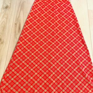 Red Plaid A-Line Skirt with Cream Checks by BEAU TIME